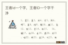 王者id一个字，王者ID一个字干净