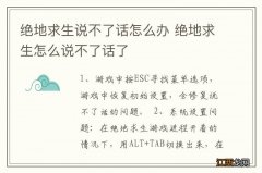 绝地求生说不了话怎么办 绝地求生怎么说不了话了