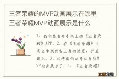 王者荣耀的MVP动画展示在哪里 王者荣耀MVP动画展示是什么