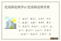 吃鸡网名两字id 吃鸡网名两字男