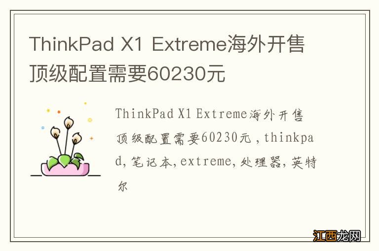 ThinkPad X1 Extreme海外开售 顶级配置需要60230元