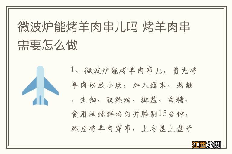 微波炉能烤羊肉串儿吗 烤羊肉串需要怎么做