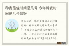 种麦最佳时间是几号 今年种麦时间是几号最好