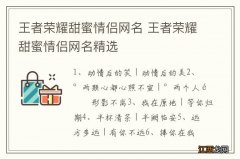 王者荣耀甜蜜情侣网名 王者荣耀甜蜜情侣网名精选