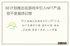 SE计划推出在游戏中引入NFT产品 但不是最终幻想