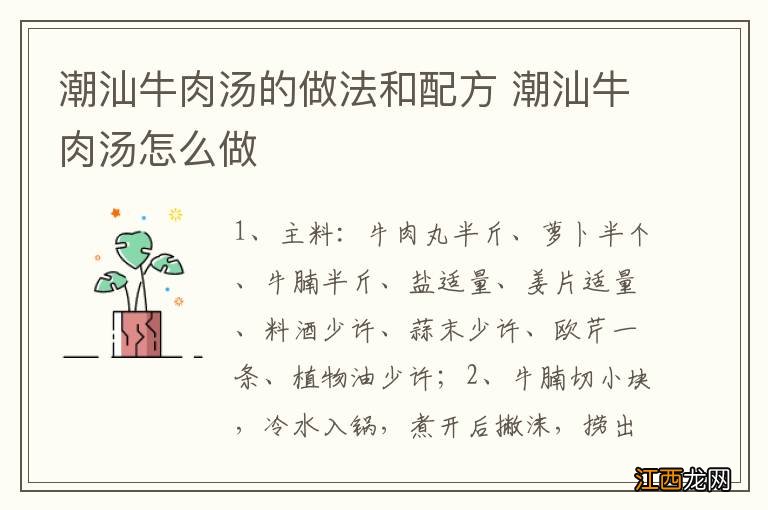 潮汕牛肉汤的做法和配方 潮汕牛肉汤怎么做