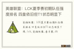 英雄联盟：LCK夏季赛初期队伍强度排名 四皇依旧但T1状态明显下滑