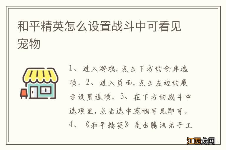 和平精英怎么设置战斗中可看见宠物