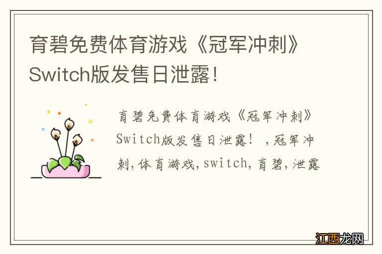 育碧免费体育游戏《冠军冲刺》Switch版发售日泄露！