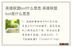 英雄联盟bot什么意思 英雄联盟bot是什么意思