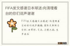 FIFA发文感谢日本球迷:向清理看台的你们说声谢谢