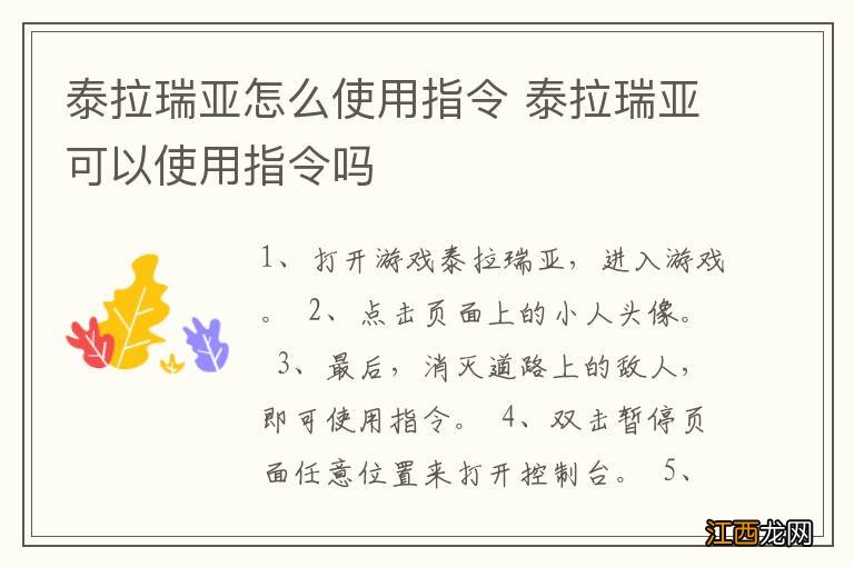 泰拉瑞亚怎么使用指令 泰拉瑞亚可以使用指令吗