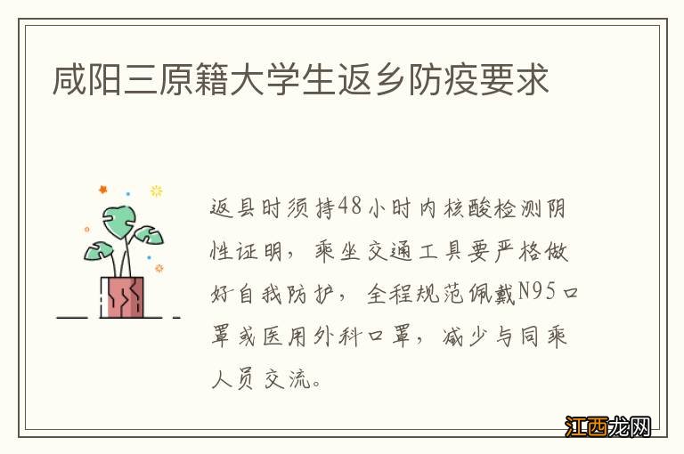 咸阳三原籍大学生返乡防疫要求