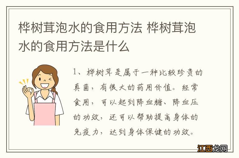 桦树茸泡水的食用方法 桦树茸泡水的食用方法是什么