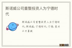 斯诺威公司重整投资人为宁德时代