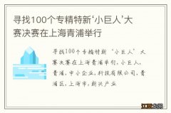 寻找100个专精特新‘小巨人’大赛决赛在上海青浦举行