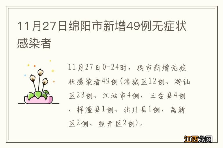 11月27日绵阳市新增49例无症状感染者