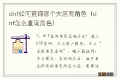 dnf怎么查询角色 dnf如何查询哪个大区有角色