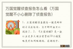 万国觉醒不小心删除了侦查报告 万国觉醒侦查报告怎么看