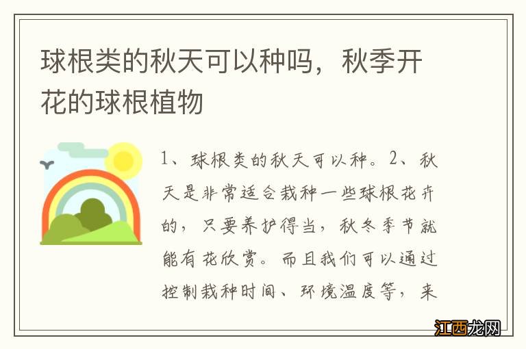 球根类的秋天可以种吗，秋季开花的球根植物