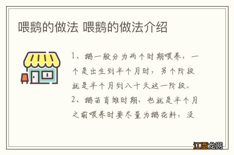 喂鹅的做法 喂鹅的做法介绍