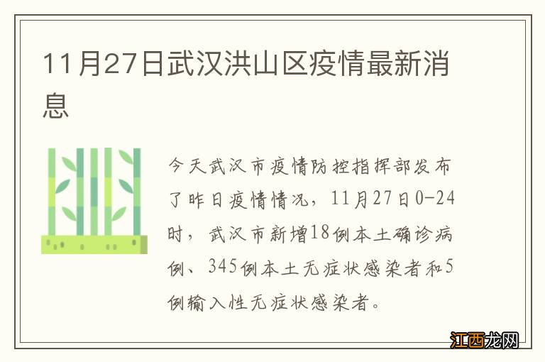 11月27日武汉洪山区疫情最新消息