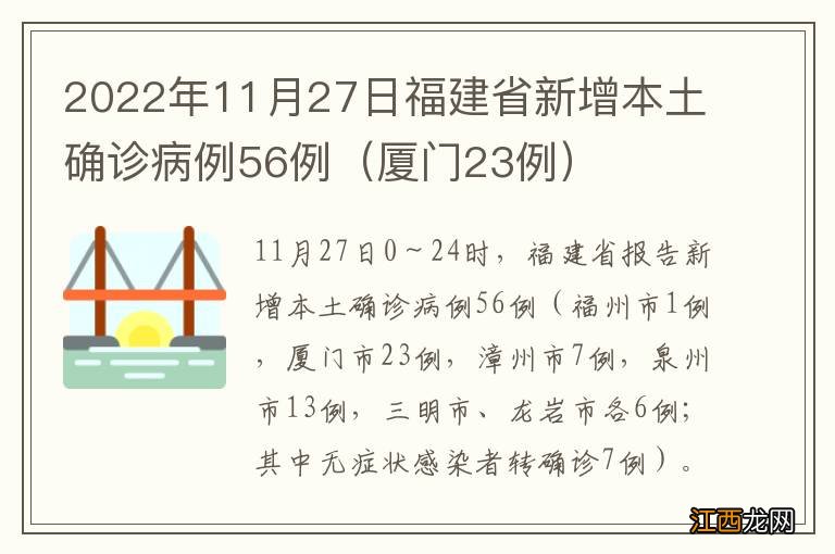 厦门23例 2022年11月27日福建省新增本土确诊病例56例