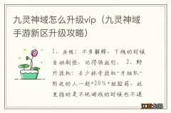 九灵神域手游新区升级攻略 九灵神域怎么升级vip