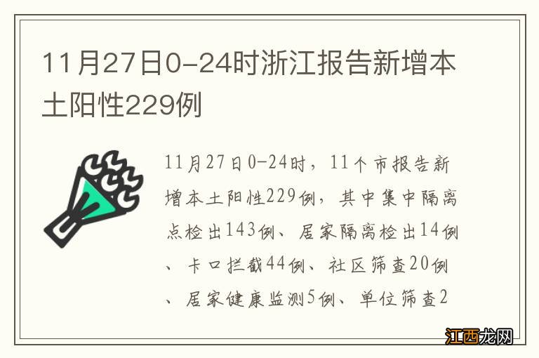 11月27日0-24时浙江报告新增本土阳性229例