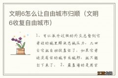 文明6收复自由城市 文明6怎么让自由城市归顺