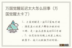 万国觉醒太卡了 万国觉醒延迟太大怎么回事