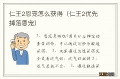 仁王2优先掉落恩宠 仁王2恩宠怎么获得