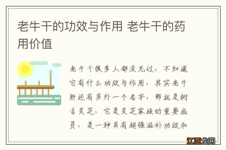 老牛干的功效与作用 老牛干的药用价值