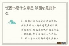 饭圈tp是什么意思 饭圈tp是指什么