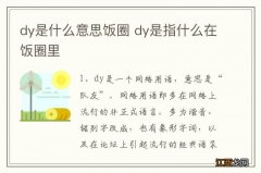 dy是什么意思饭圈 dy是指什么在饭圈里