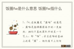 饭圈fw是什么意思 饭圈fw指什么