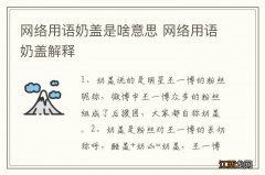 网络用语奶盖是啥意思 网络用语奶盖解释