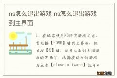 ns怎么退出游戏 ns怎么退出游戏到主界面