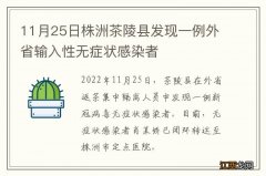 11月25日株洲茶陵县发现一例外省输入性无症状感染者