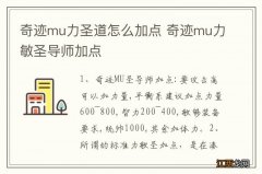 奇迹mu力圣道怎么加点 奇迹mu力敏圣导师加点