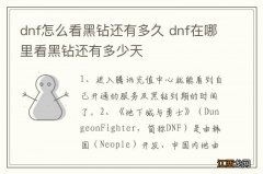 dnf怎么看黑钻还有多久 dnf在哪里看黑钻还有多少天