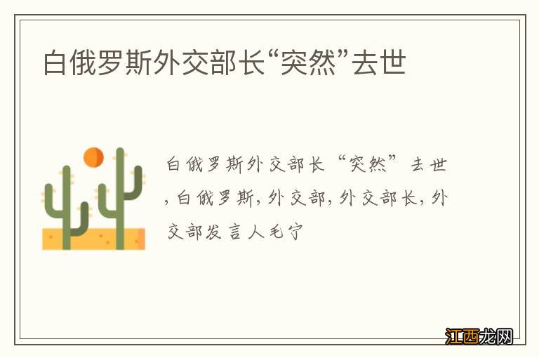 白俄罗斯外交部长“突然”去世