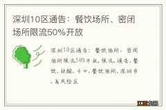 深圳10区通告：餐饮场所、密闭场所限流50%开放