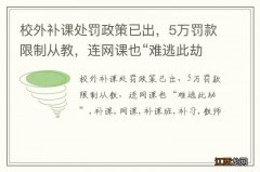 校外补课处罚政策已出，5万罚款限制从教，连网课也“难逃此劫”