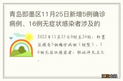 青岛即墨区11月25日新增5例确诊病例、16例无症状感染者涉及的主要风险点位