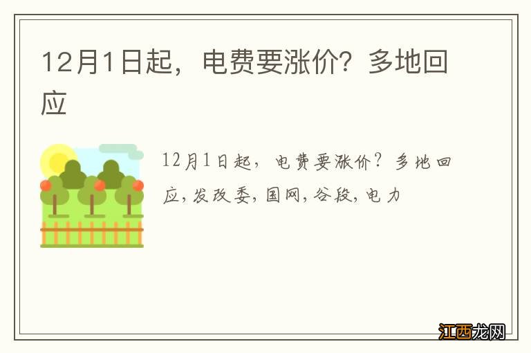12月1日起,电费要涨价?多地回应