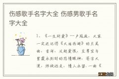 伤感歌手名字大全 伤感男歌手名字大全