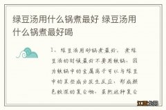 绿豆汤用什么锅煮最好 绿豆汤用什么锅煮最好喝