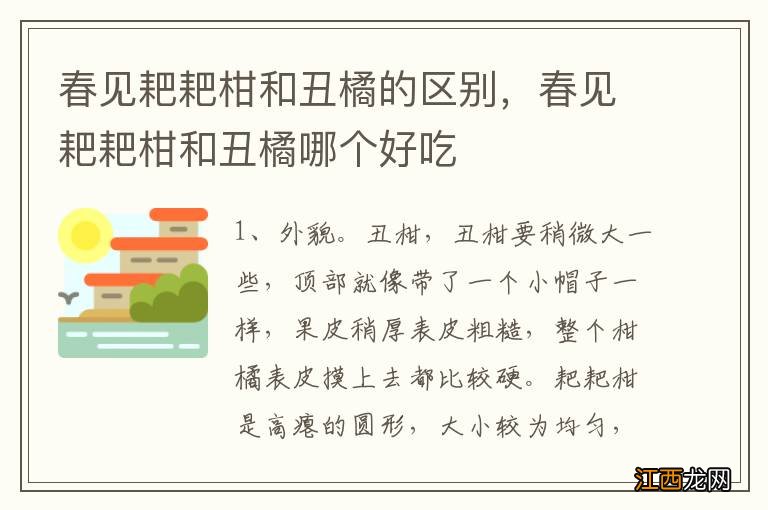 春见耙耙柑和丑橘的区别，春见耙耙柑和丑橘哪个好吃