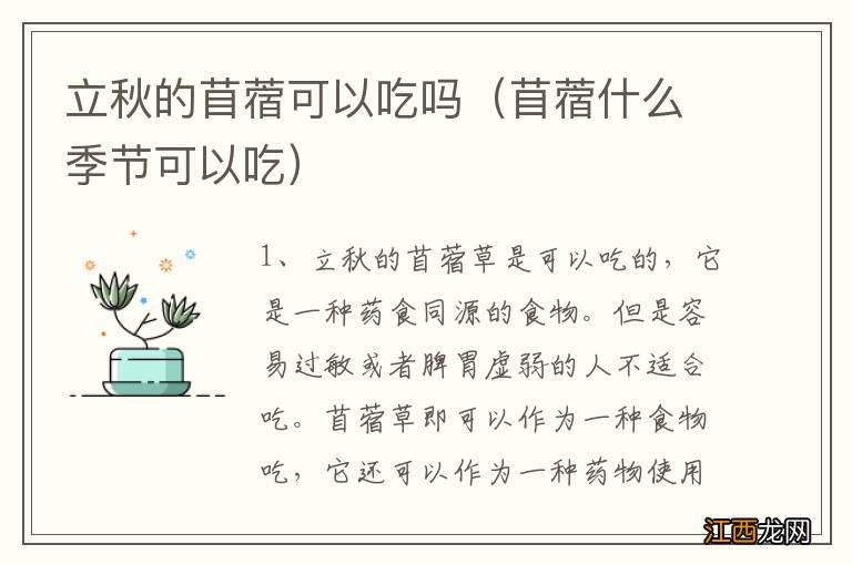 苜蓿什么季节可以吃 立秋的苜蓿可以吃吗